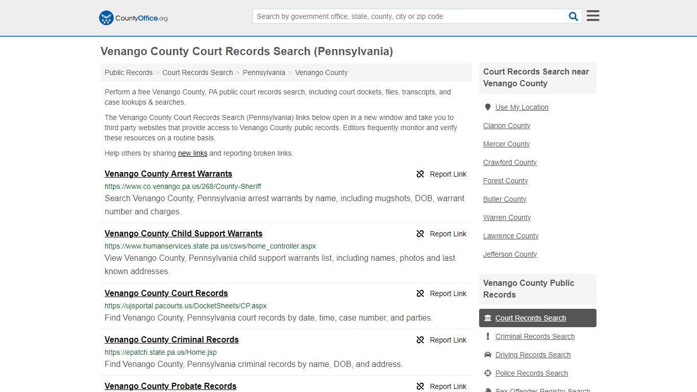 Venango County Court Records Search (Pennsylvania) - County Office