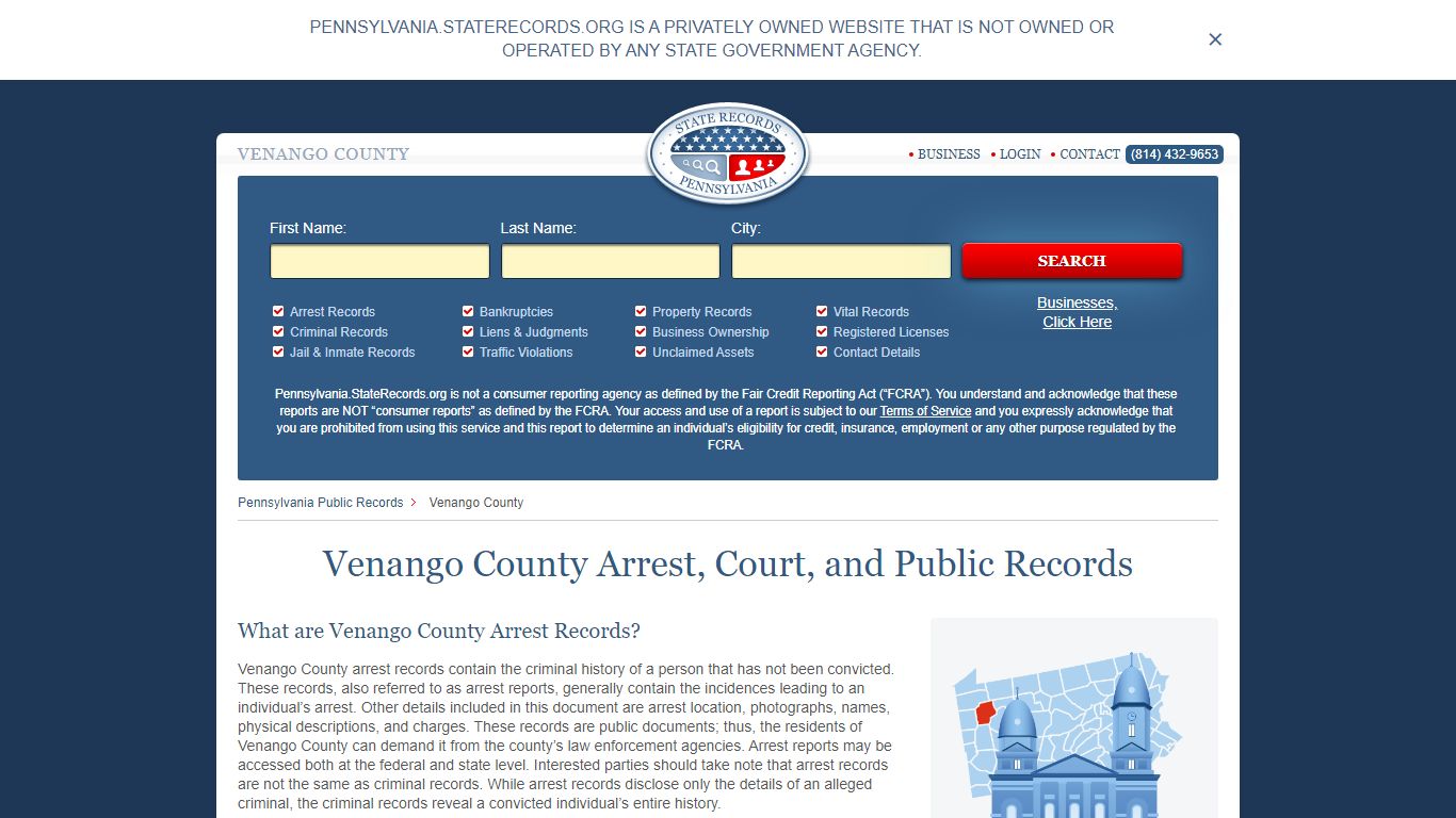 Venango County Arrest, Court, and Public Records